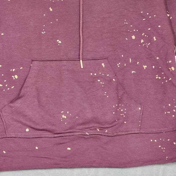 Felina Hoodie Soft Stretchy Size Medium Burgundy & Metallic Foil Print - Picture 9 of 9